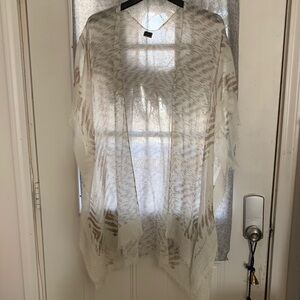 JS Collections Cream Sheer Poncho